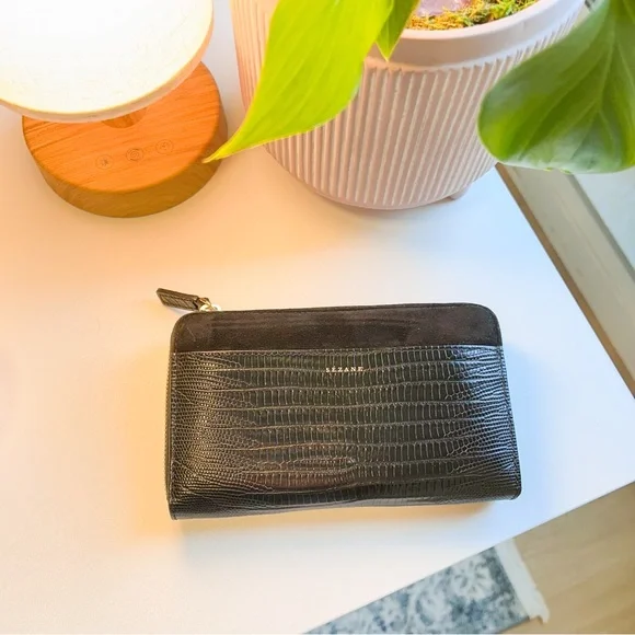 Sezane | Bags | Szane Victoria Wallet Black Crocodileembossed